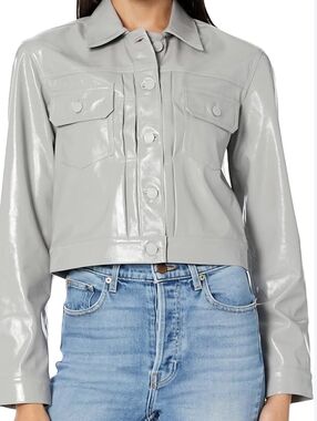 Hudson Jeans Glossy Light Gray Jean Trucker Jacket